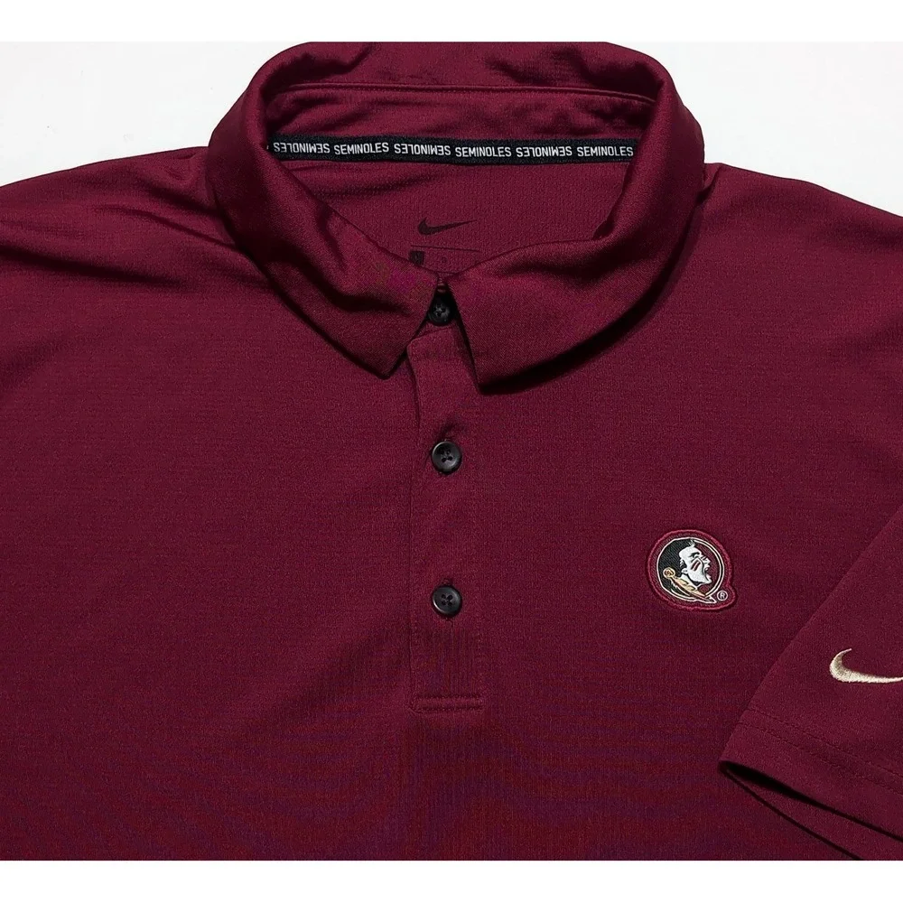 NIKE Florida State Seminoles FSU Polo Shirt Garnet Red Medium M Fit